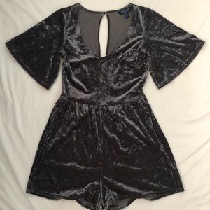Dark Green Velvet Romper